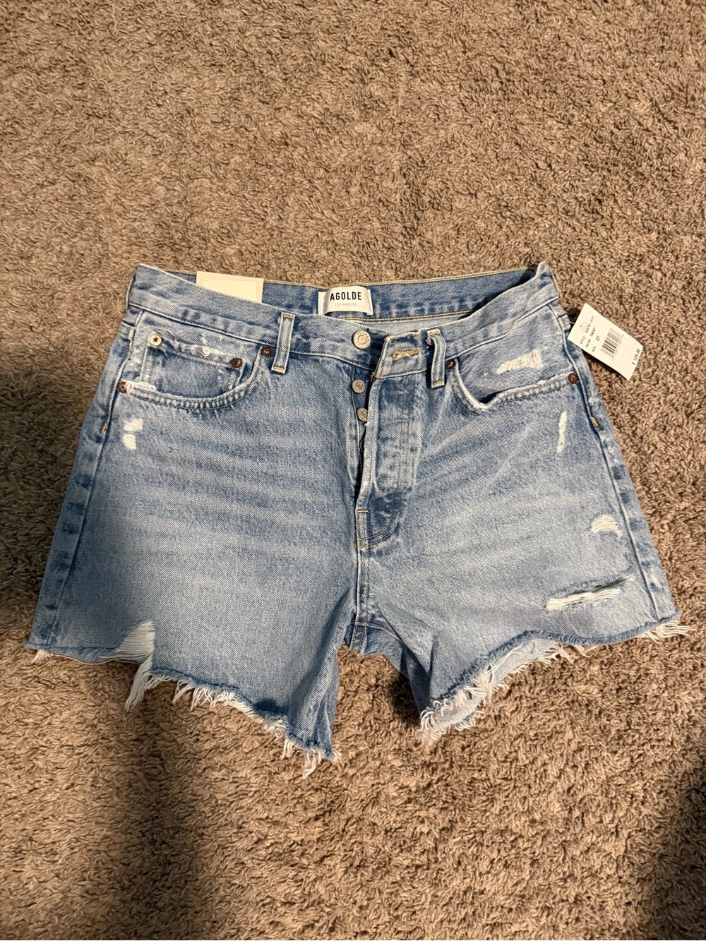 Agolde Parker Long High-Rise Denim Shorts in swapmeet